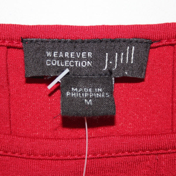 J Jill Dress NEW $99 Sz M True Red Pleated Rayon Lycra Spandex Midi Dress