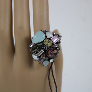 Juicy Couture NEW $98 Gunmetal Bronze Tone Purple Multi Color Rhinestone Ring