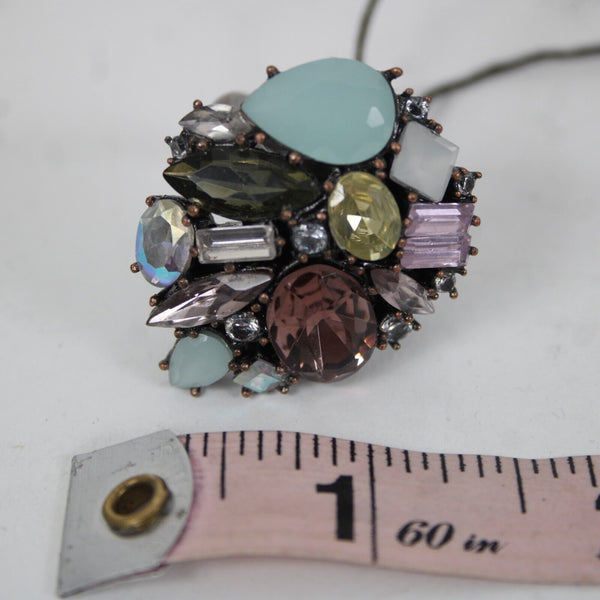 Juicy Couture NEW $98 Gunmetal Bronze Tone Purple Multi Color Rhinestone Ring