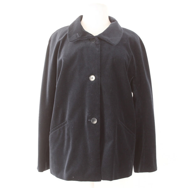 Talbots Jacket Sz 22W Navy Velour Collared Pockets Cotton Polyester Jacket