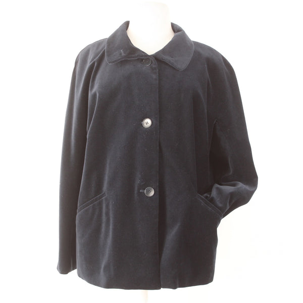 Talbots Jacket Sz 22W Navy Velour Collared Pockets Cotton Polyester Jacket