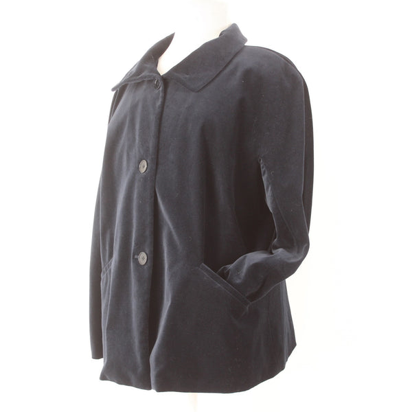 Talbots Jacket Sz 22W Navy Velour Collared Pockets Cotton Polyester Jacket