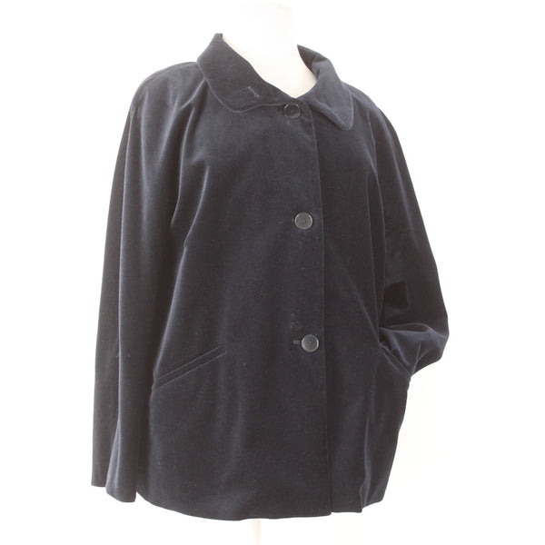 Talbots Jacket Sz 22W Navy Velour Collared Pockets Cotton Polyester Jacket