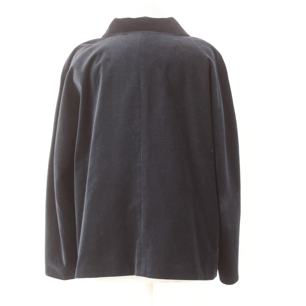 Talbots Jacket Sz 22W Navy Velour Collared Pockets Cotton Polyester Jacket