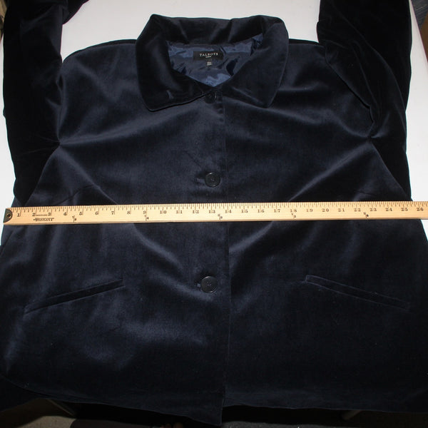 Talbots Jacket Sz 22W Navy Velour Collared Pockets Cotton Polyester Jacket