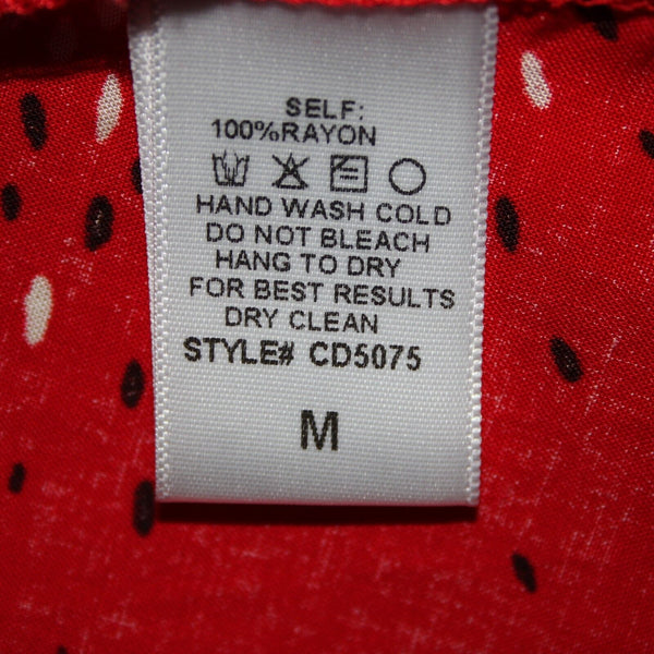 Stevie Hender Sz 8 Red Cream Multi Floral Bell Sleeve A Line 100% Rayon Dress