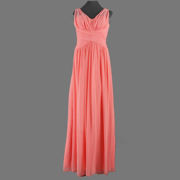 After Six NEW Sz 8 Coral Lined Full Length Gathered Cross Front 100% Poly Dress