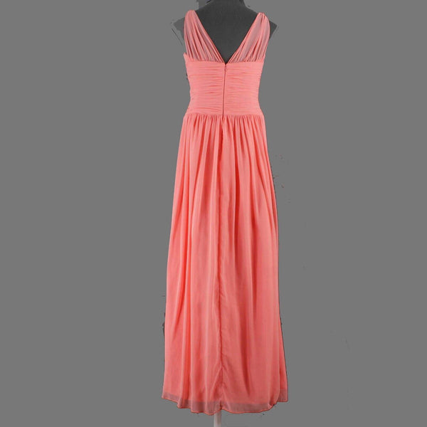 After Six NEW Sz 8 Coral Lined Full Length Gathered Cross Front 100% Poly Dress