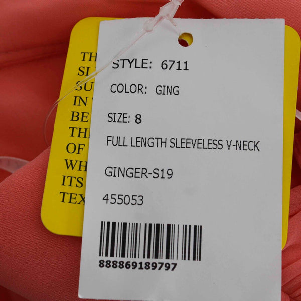 After Six NEW Sz 8 Coral Lined Full Length Gathered Cross Front 100% Poly Dress