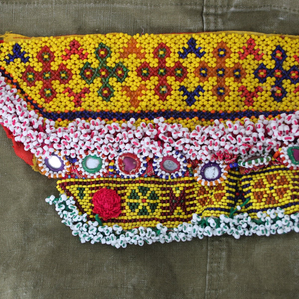 Tricia Fix Purse 21 x 13 x 12 Green Multi Color Beaded Canvas AS IS Purse