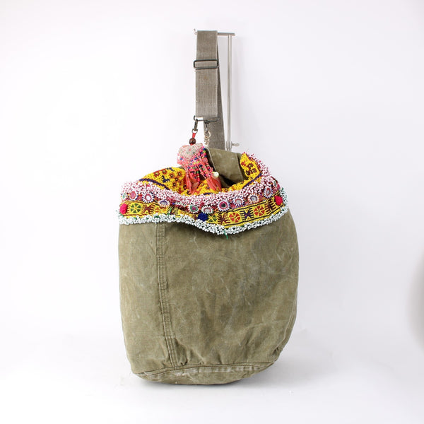 Tricia Fix Purse 21 x 13 x 12 Green Multi Color Beaded Canvas AS IS Purse