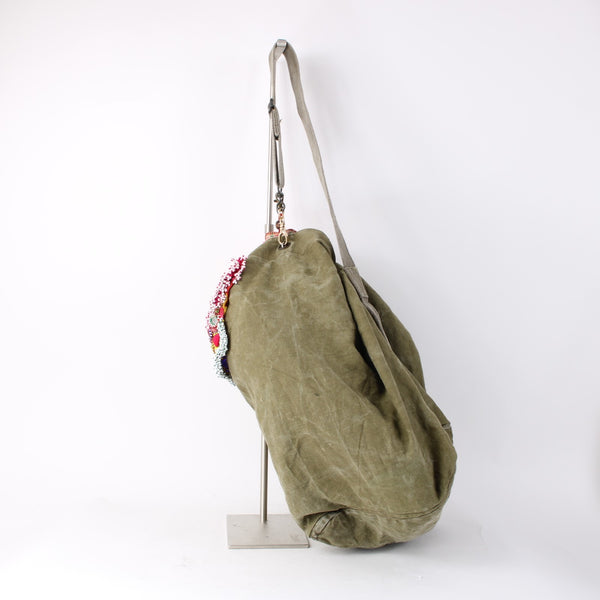 Tricia Fix Purse 21 x 13 x 12 Green Multi Color Beaded Canvas AS IS Purse