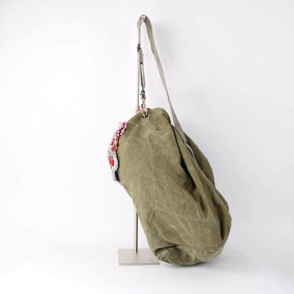 Tricia Fix Purse 21 x 13 x 12 Green Multi Color Beaded Canvas AS IS Purse