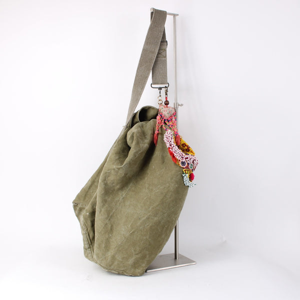 Tricia Fix Purse 21 x 13 x 12 Green Multi Color Beaded Canvas AS IS Purse