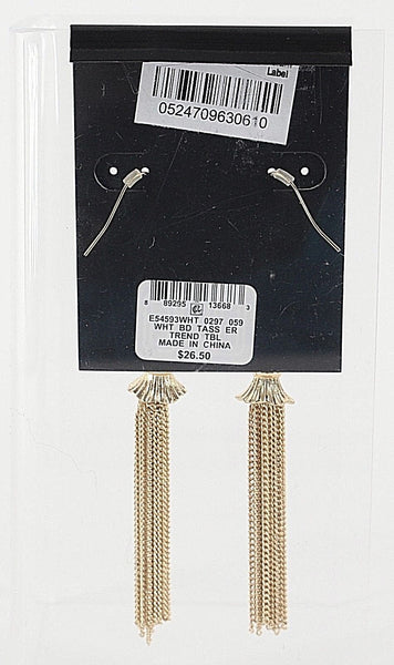 INC by M. Haskell NEW $27 Goldtone Chain Tassel White Ball Rhi Earring