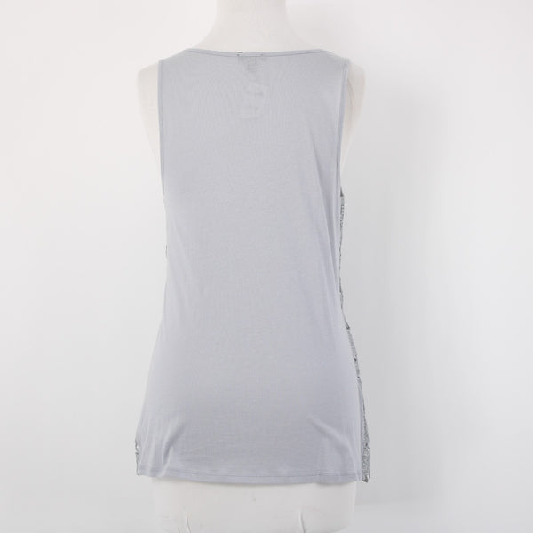 Express Top NEW Sz M Gray Embroidered Lined Tank Metallic Polyester Top