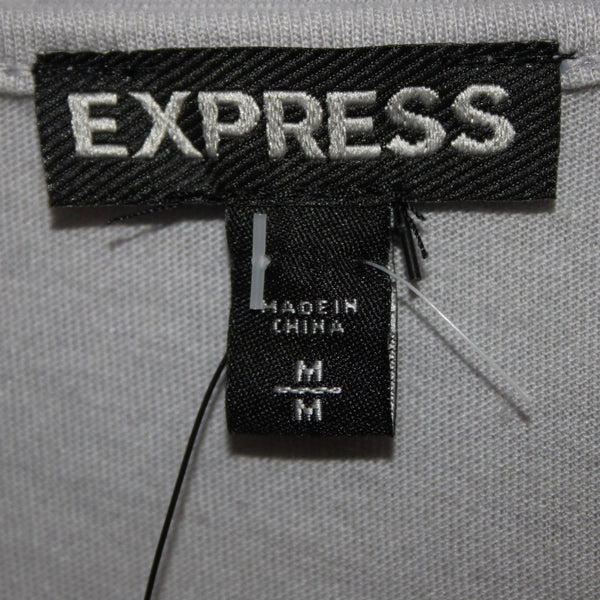 Express Top NEW Sz M Gray Embroidered Lined Tank Metallic Polyester Top