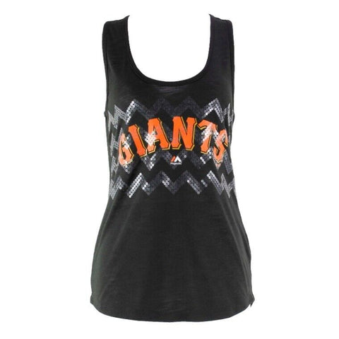 Majestic NEW $35 Sz M Black Orange Sequins Polyester Rayon Giants Top