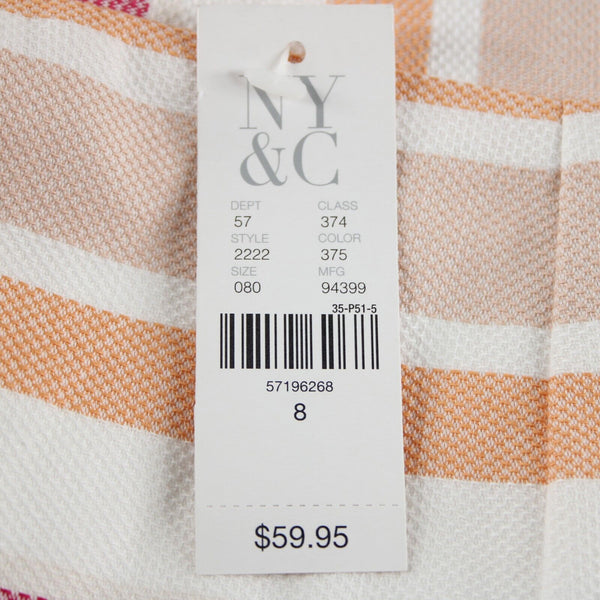 7th Aveue NEW $60 Sz 8 Cream Orange Pink Ruffle Aysmm Cotton Spandex Skirt