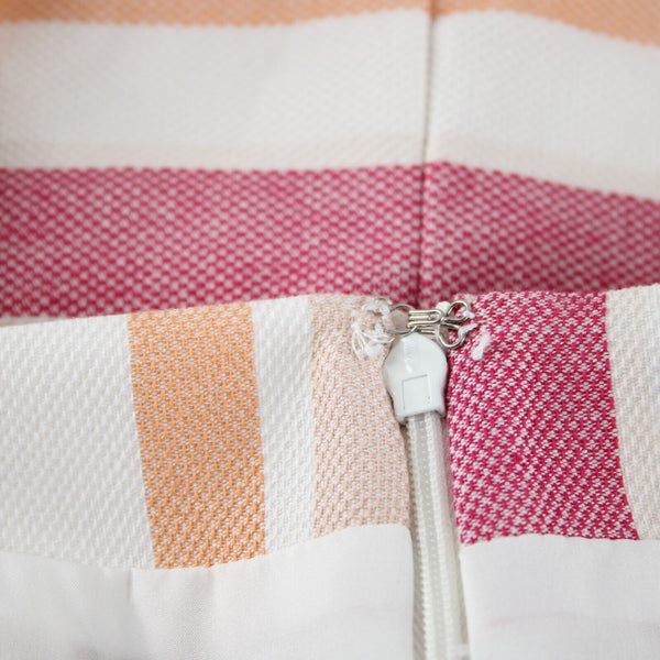 7th Aveue NEW $60 Sz 8 Cream Orange Pink Ruffle Aysmm Cotton Spandex Skirt