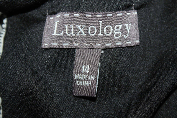 Luxology Sz 14 Black Gray Plaid Sheer Lined PolyesterCotton Spandex Dress