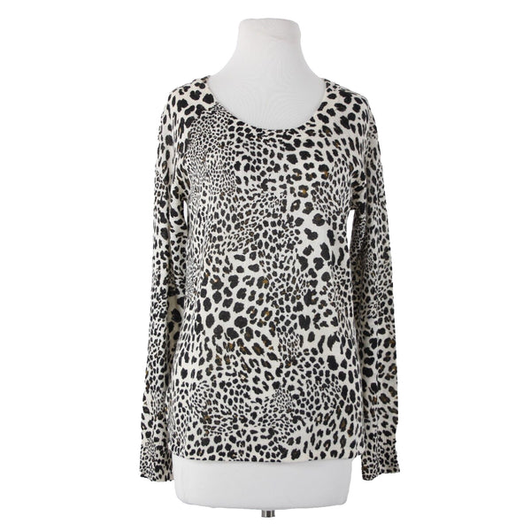 Sanctuary NEW $89 Cabaret Crew Sz XS Cream Multi Leopard Print Acrylic Wool Top
