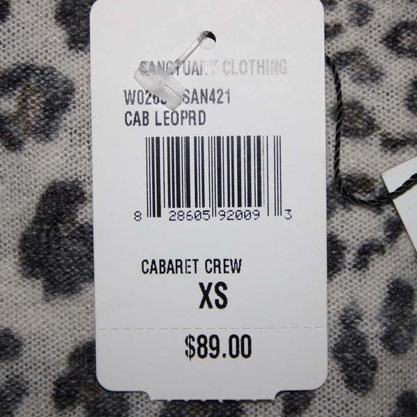 Sanctuary NEW $89 Cabaret Crew Sz XS Cream Multi Leopard Print Acrylic Wool Top