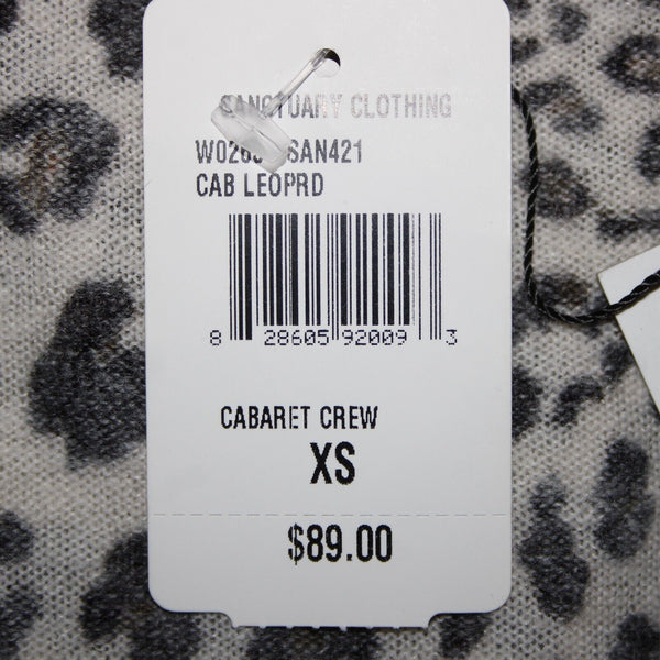 Sanctuary NEW $89 Cabaret Crew Sz XS Cream Multi Leopard Print Acrylic Wool Top