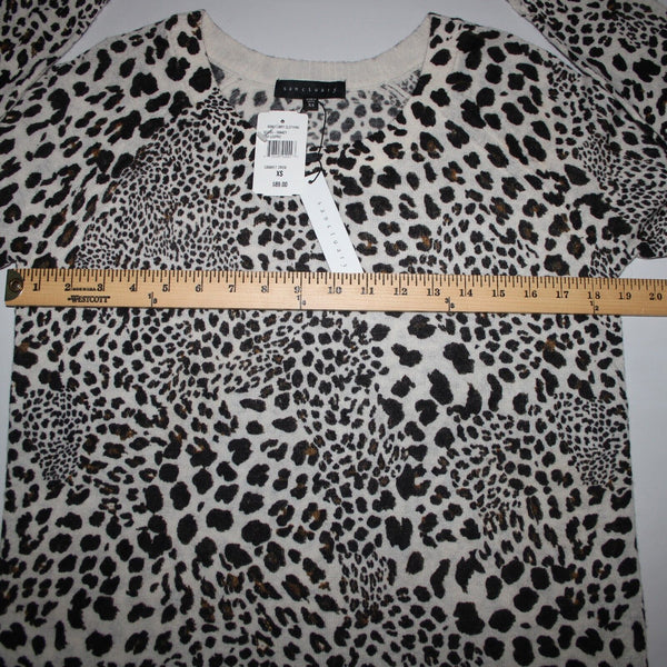 Sanctuary NEW $89 Cabaret Crew Sz XS Cream Multi Leopard Print Acrylic Wool Top