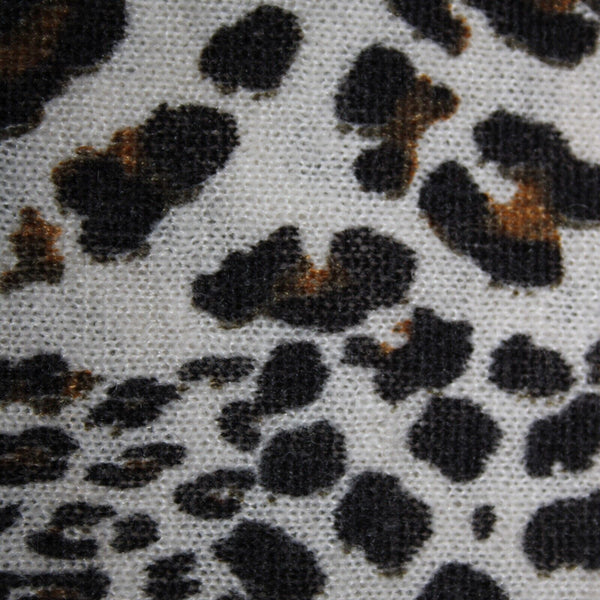 Sanctuary NEW $89 Cabaret Crew Sz XS Cream Multi Leopard Print Acrylic Wool Top