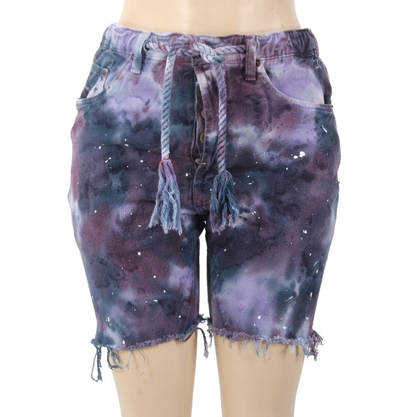 Dr Collectors Hollywood Shorts Sz XS x  7 Navy Blue Purple White Denim No Fabric