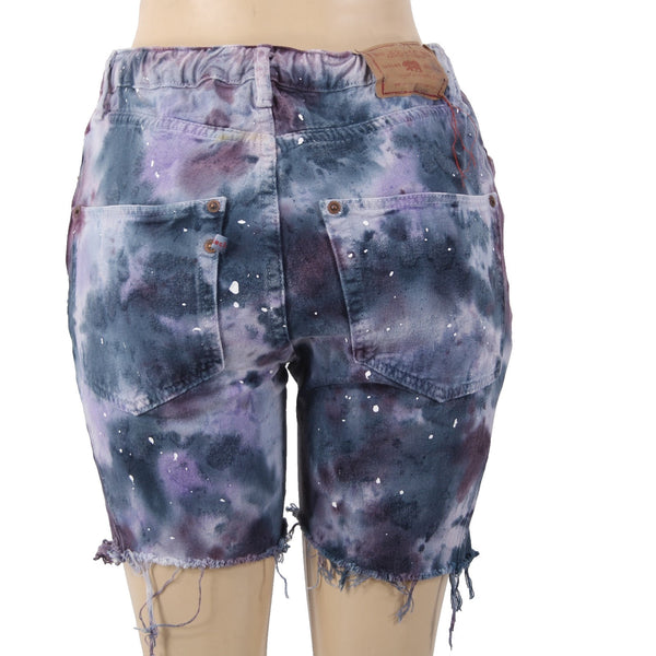 Dr Collectors Hollywood Shorts Sz XS x  7 Navy Blue Purple White Denim No Fabric