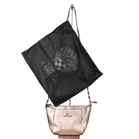 Vince Camuto NEW $198 8 x 11.5 Soft Rose Gold Leather Zip Top Crossbody Purse