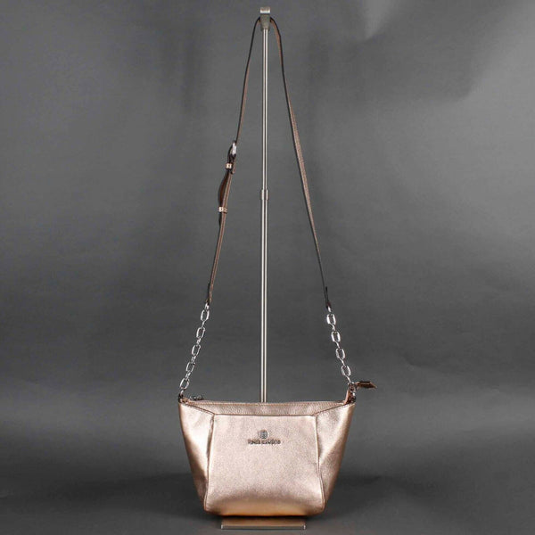 Vince Camuto NEW $198 8 x 11.5 Soft Rose Gold Leather Zip Top Crossbody Purse