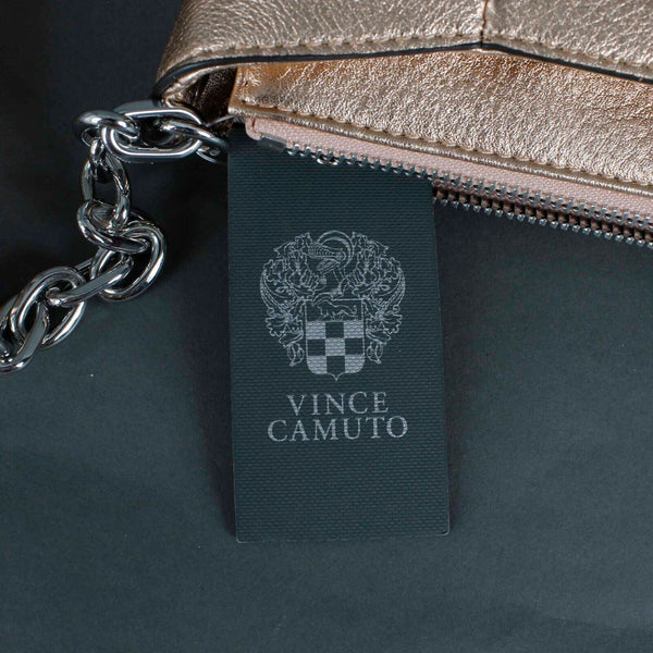 Vince Camuto NEW $198 8 x 11.5 Soft Rose Gold Leather Zip Top Crossbody Purse