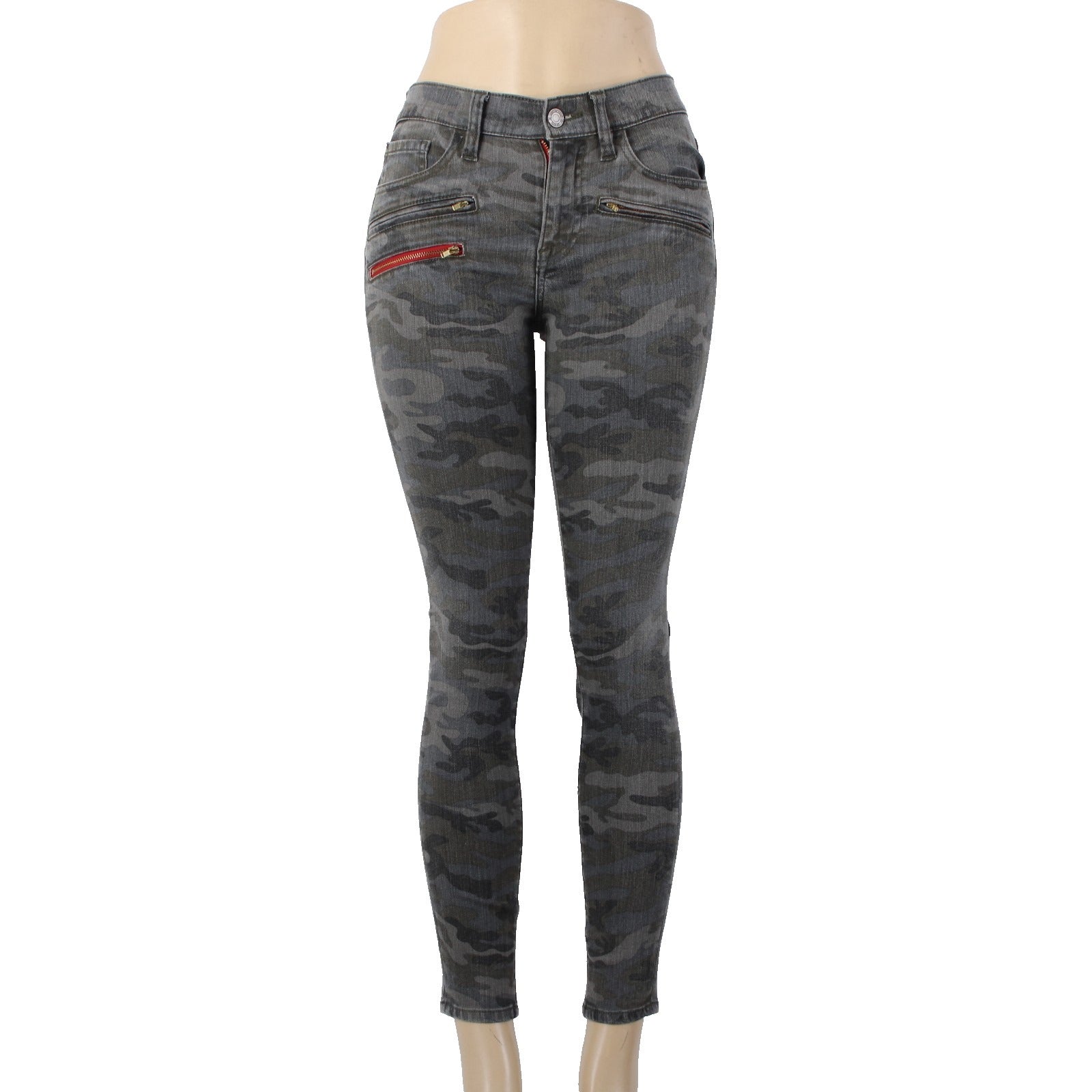 Etienne Marcel Jeans Sz 26 x 28 Charcoal MultiColor Camo Skinny Cotton Poly Jean