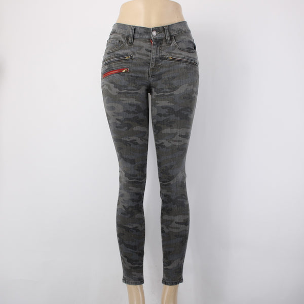 Etienne Marcel Jeans Sz 26 x 28 Charcoal MultiColor Camo Skinny Cotton Poly Jean