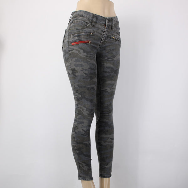 Etienne Marcel Jeans Sz 26 x 28 Charcoal MultiColor Camo Skinny Cotton Poly Jean