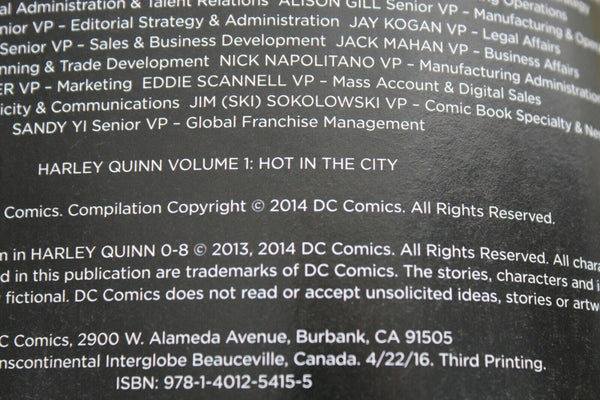 DC Comics 2014 Harley Quinn Volume 1 Hot In The City Comic Book 734A