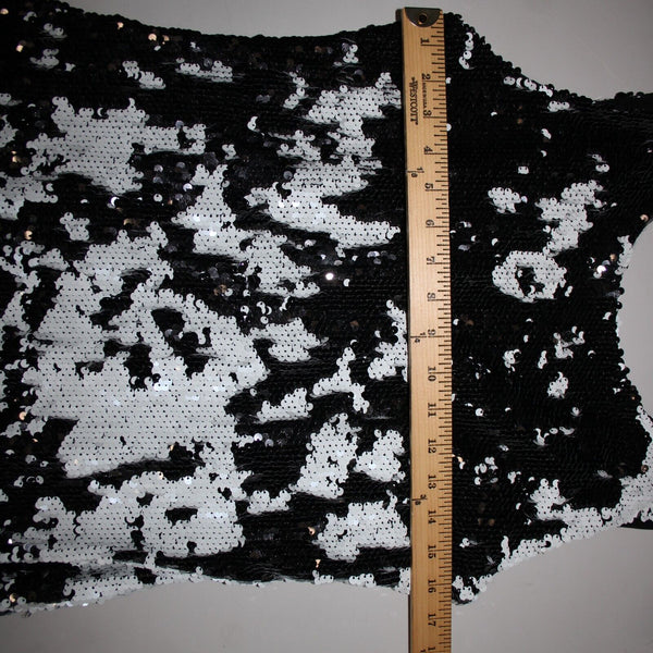 Adore Sz L Black White Sequin Lined Sleeveless 100% Polyester Dress