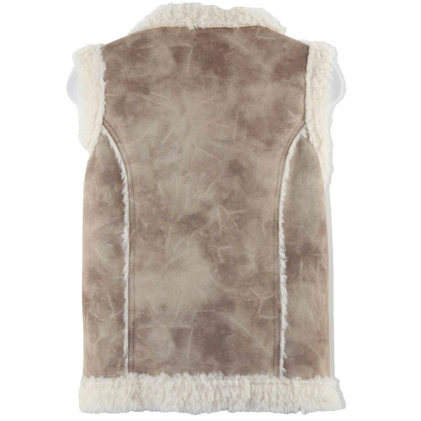 Stein Mart NEW $115 Sz M Tan Cream Vegan Fur Suede Polyester Vest