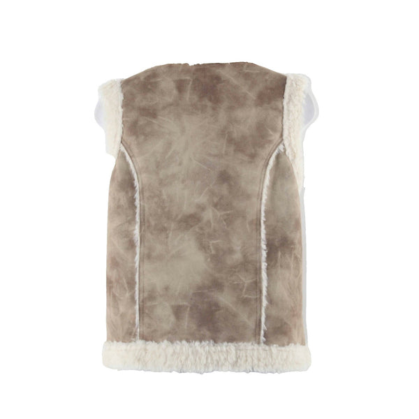 Stein Mart NEW $115 Sz M Tan Cream Vegan Fur Suede Polyester Vest