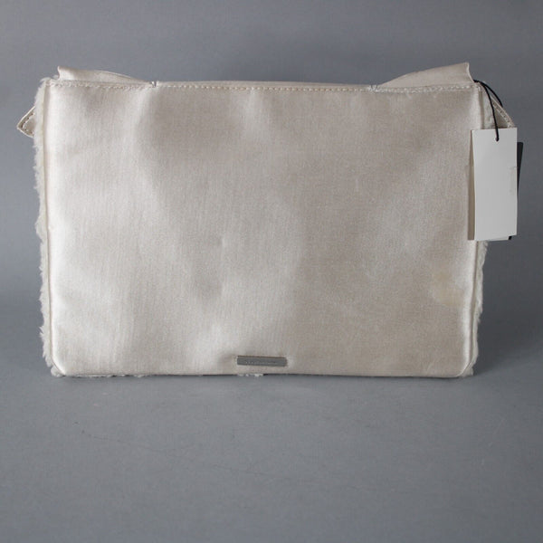 BCBG Maxazria NEW 11 x 8 x1 White Black Faux Fur Acrylic Poly Sheep Clutch Purse