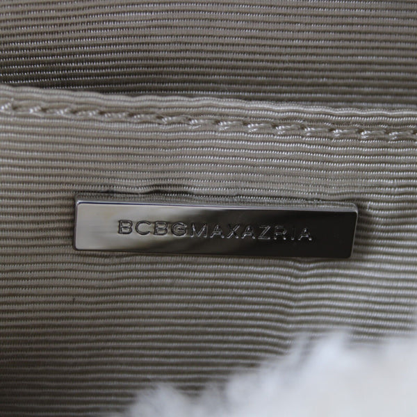 BCBG Maxazria NEW 11 x 8 x1 White Black Faux Fur Acrylic Poly Sheep Clutch Purse