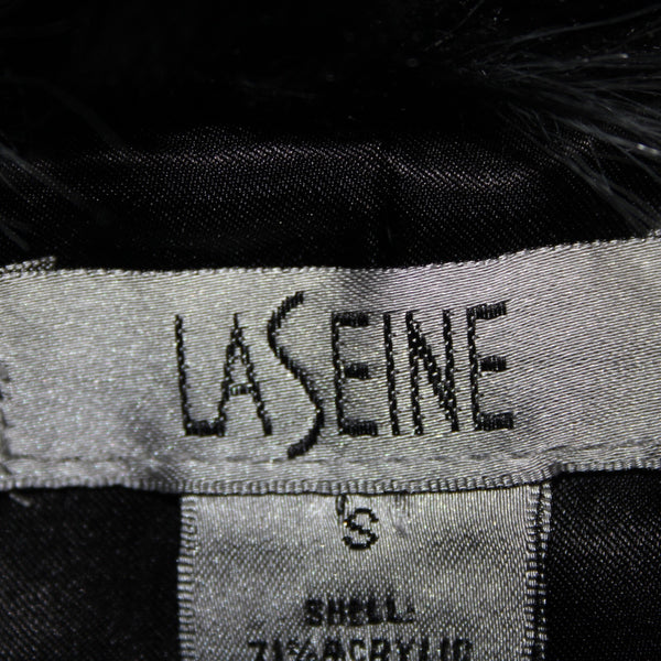 LaSeine Sz S Black Gray Faux Fur Lined Sleeveless Acrylic Polyester Vest
