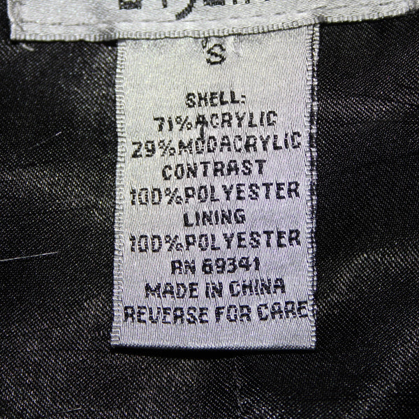 LaSeine Sz S Black Gray Faux Fur Lined Sleeveless Acrylic Polyester Vest