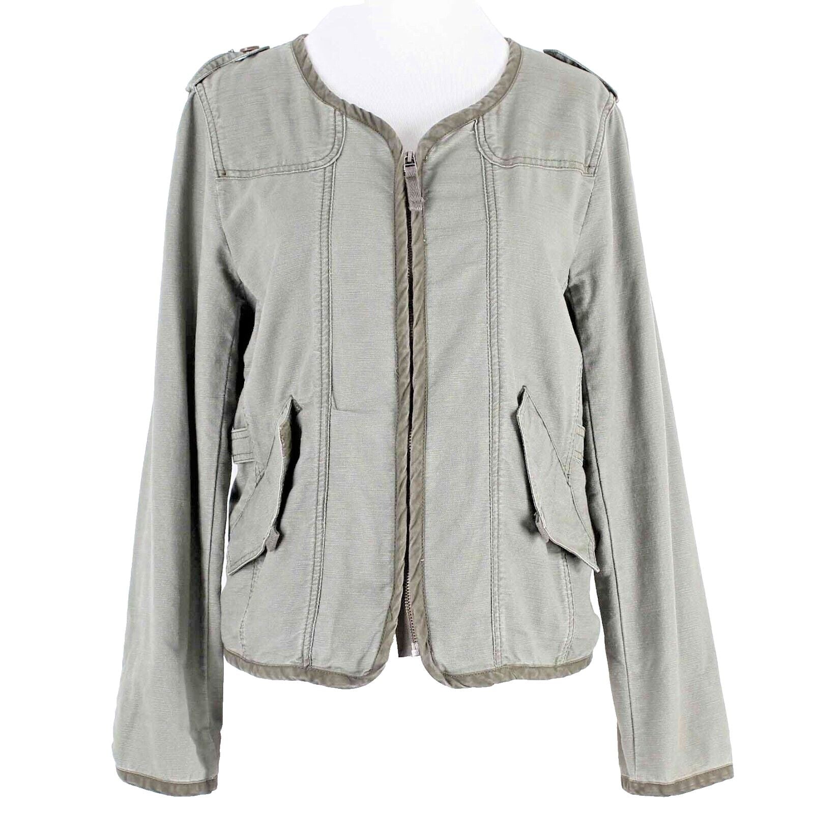Daughters Of The Liberation Sz 6 Olive Green Ivory Crochet Cotton Blend Jacket