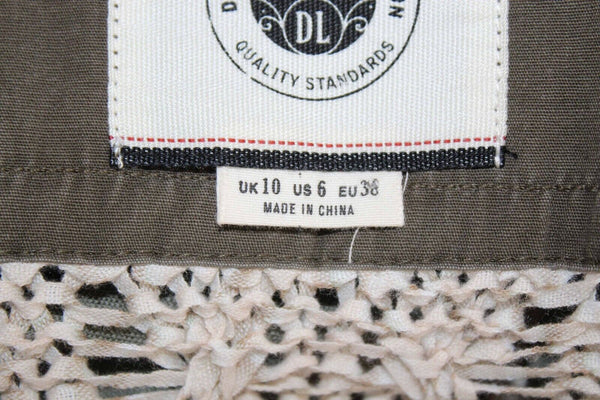Daughters Of The Liberation Sz 6 Olive Green Ivory Crochet Cotton Blend Jacket