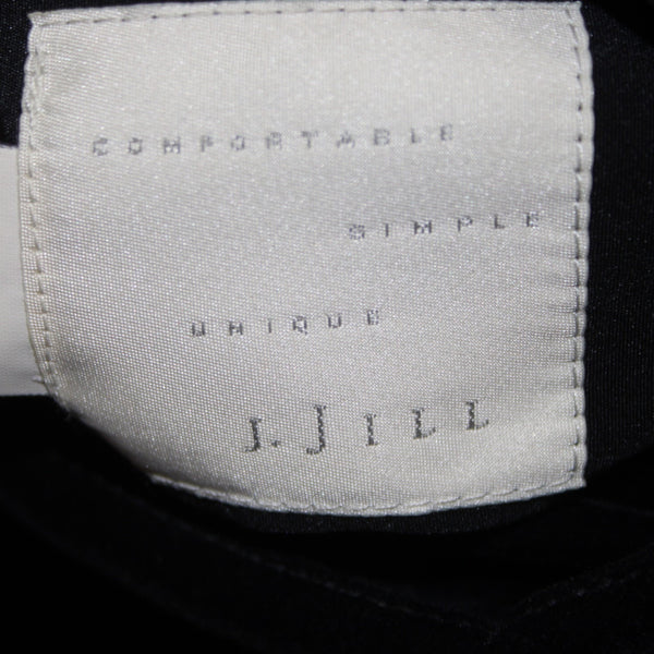 J Jill Coat Sz L Black Velour Button Pocket Collared Cotton Nylon Polyester Coat