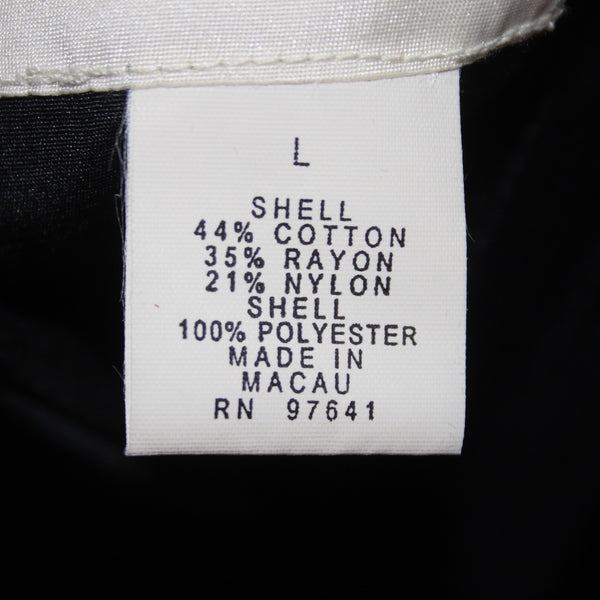 J Jill Coat Sz L Black Velour Button Pocket Collared Cotton Nylon Polyester Coat